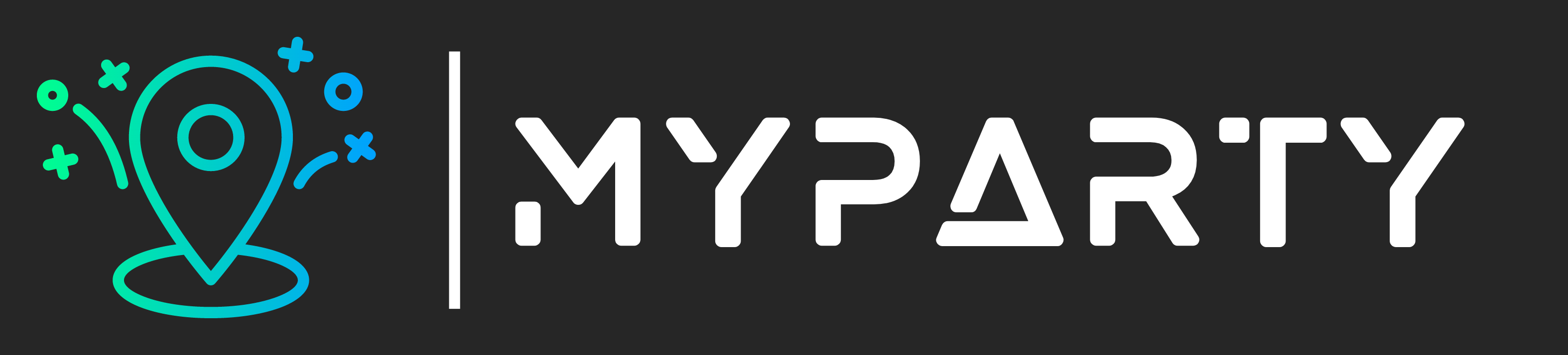 The MyParty logo on a dark background